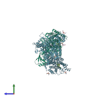 PDB entry 2agv coloured by chain, side view.