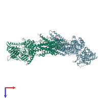 PDB entry 2agv coloured by chain, top view.