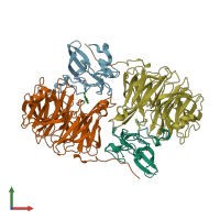 PDB entry 2agw coloured by chain, front view.