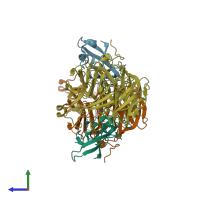 PDB entry 2agw coloured by chain, side view.