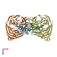 PDB entry 2agw coloured by chain, top view.