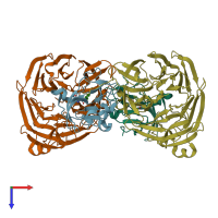 PDB entry 2agx coloured by chain, top view.