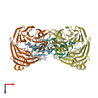 PDB entry 2agy coloured by chain, top view.