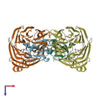 PDB entry 2agz coloured by chain, top view.