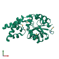 PDB entry 2ah5 coloured by chain, front view.