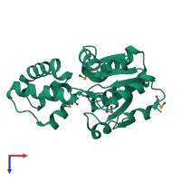 PDB entry 2ah5 coloured by chain, top view.