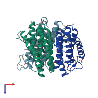 PDB entry 2ah6 coloured by chain, top view.