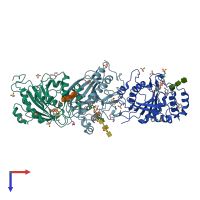 PDB entry 2ah9 coloured by chain, top view.