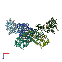 PDB entry 2ahr coloured by chain, top view.