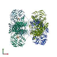 PDB entry 2ahw coloured by chain, front view.