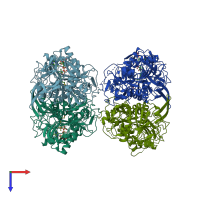 PDB entry 2ahw coloured by chain, top view.
