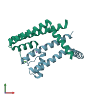 PDB entry 2ahy coloured by chain, front view.
