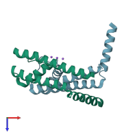 PDB entry 2ahy coloured by chain, top view.