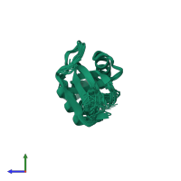 PDB entry 2ai6 coloured by chain, ensemble of 21 models, side view.