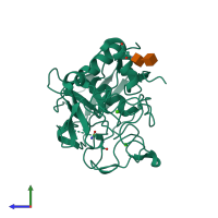 PDB entry 2aii coloured by chain, side view.
