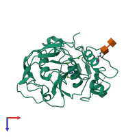 PDB entry 2aii coloured by chain, top view.