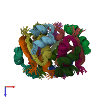 PDB entry 2aiy coloured by chain, ensemble of 20 models, top view.