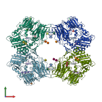 PDB entry 2aj8 coloured by chain, front view.