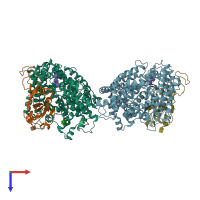 PDB entry 2ajf coloured by chain, top view.