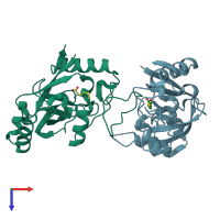 PDB entry 2ajh coloured by chain, top view.