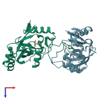 PDB entry 2aji coloured by chain, top view.