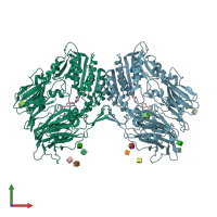 PDB entry 2ajl coloured by chain, front view.