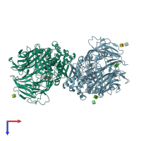 PDB entry 2ajl coloured by chain, top view.