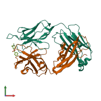 PDB entry 2ajv coloured by chain, front view.