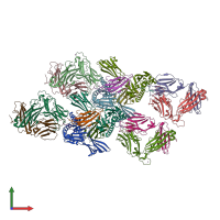 PDB entry 2ak4 coloured by chain, front view.