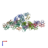 PDB entry 2ak4 coloured by chain, top view.