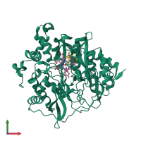 PDB entry 2akj coloured by chain, front view.