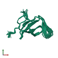 PDB entry 2akk coloured by chain, ensemble of 20 models, front view.