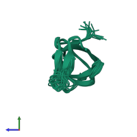 PDB entry 2akk coloured by chain, ensemble of 20 models, side view.