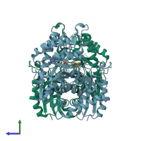PDB entry 2al1 coloured by chain, side view.