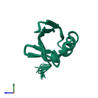 PDB entry 2al3 coloured by chain, ensemble of 20 models, side view.