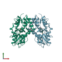 PDB entry 2al5 coloured by chain, front view.