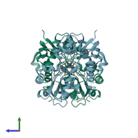 PDB entry 2al5 coloured by chain, side view.