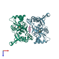 PDB entry 2al5 coloured by chain, top view.