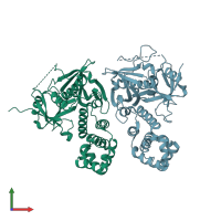 PDB entry 2al6 coloured by chain, front view.