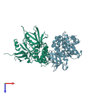PDB entry 2al6 coloured by chain, top view.