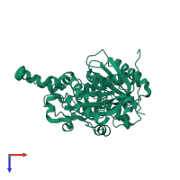 PDB entry 2alm coloured by chain, top view.