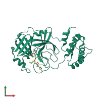 PDB entry 2alv coloured by chain, front view.