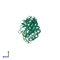 PDB entry 2alv coloured by chain, side view.