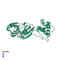 PDB entry 2alv coloured by chain, top view.