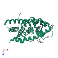 PDB entry 2am9 coloured by chain, top view.