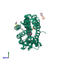 PDB entry 2amb coloured by chain, side view.