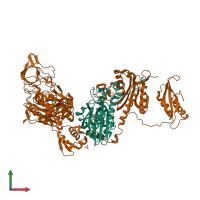 PDB entry 2amc coloured by chain, front view.