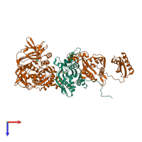 PDB entry 2amc coloured by chain, top view.