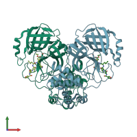 PDB entry 2amd coloured by chain, front view.