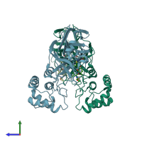 PDB entry 2amd coloured by chain, side view.